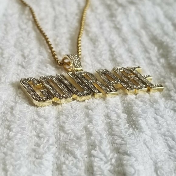 Sterling Silver 925 COURAGE TAG Zirconia Pendant - Picture 3 of 5